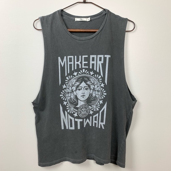 Obey Tops - OBEY Gray T-Shirt Muscle Shirt - MAKE ART NOT WAR